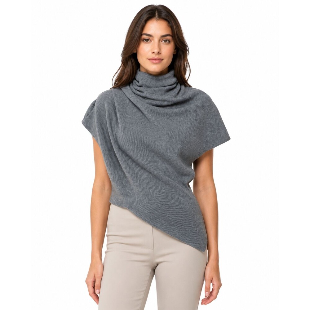 Cashmere Brand NWT Gray Asymmetrical Sweater Top M Cotton Nylon Avant Garde New